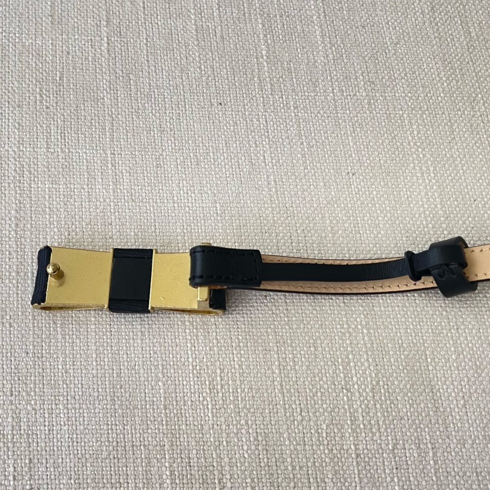 BROOKS BROTHERS - Black Leather Belt with Bow Buckle - Size Small - Picture 5 of 9
